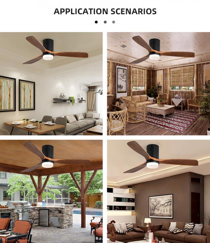 Fan de plafond menée à télécommande en bois solide de lame du style 3 industriels modernes avec la lumière