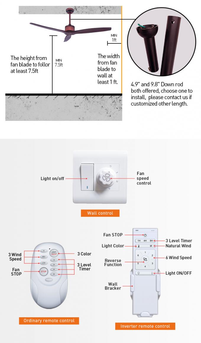 Les meilleures fan de plafond de fantaisie adaptée aux besoins du client de pouce 3 du salon 52 de qualité par lames d'intérieur décoratives