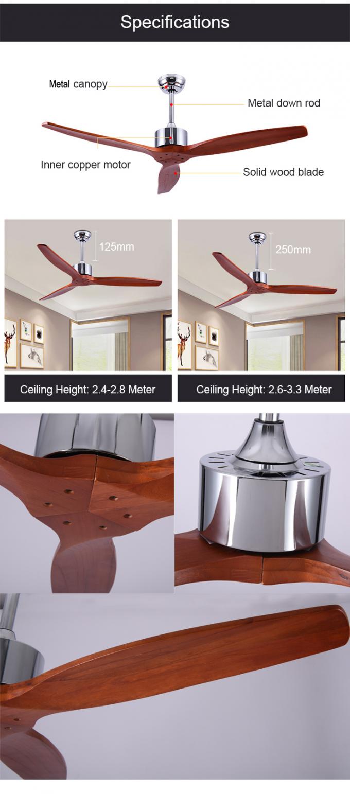 Usine de Zhongshan fan de plafond colorée de 52 de pouce de décor de salon lames modernes en bois solide