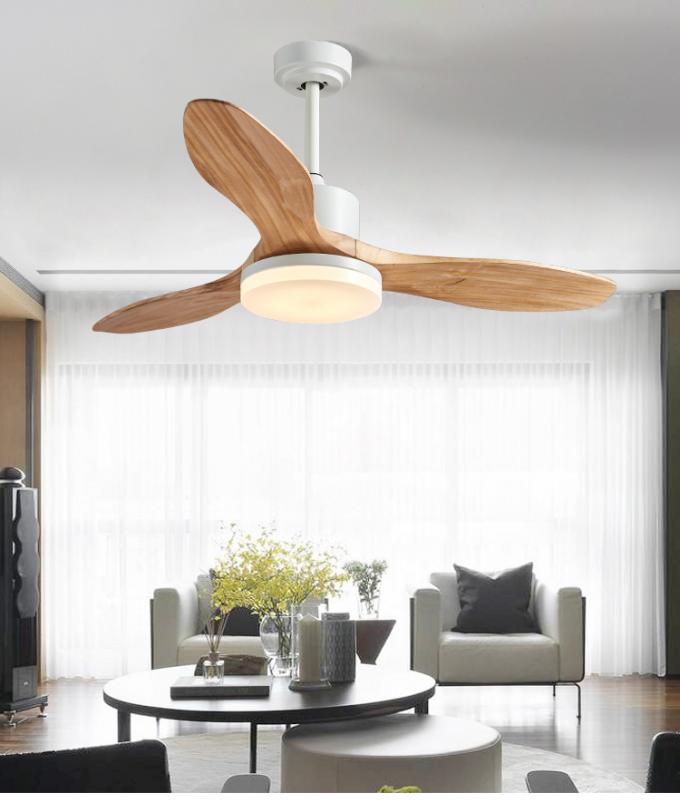 Fan de plafond en bois solide du cru 20w de lames de pouce décoratif d'intérieur chaud de vente 52 avec la lumière de LED