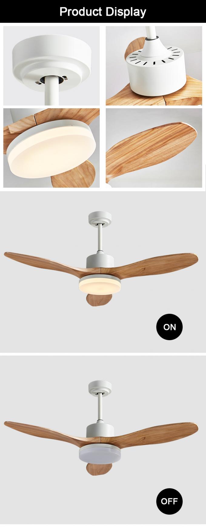 Fan de plafond en bois solide du cru 20w de lames de pouce décoratif d'intérieur chaud de vente 52 avec la lumière de LED