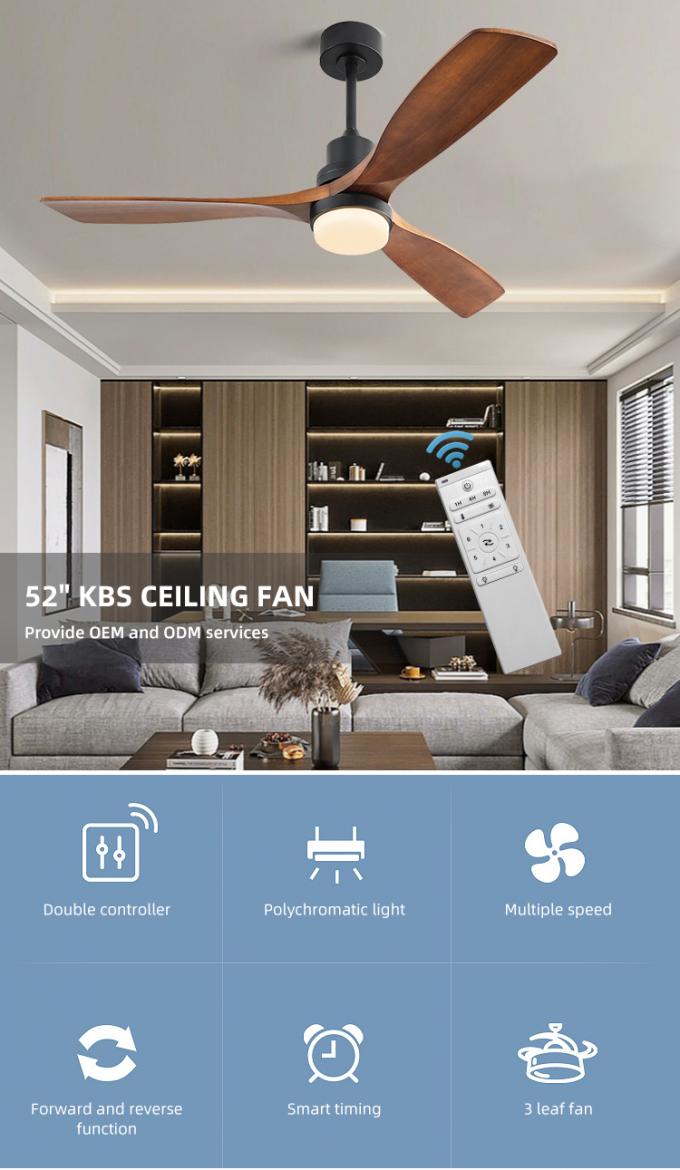 52inch lumière en bois solide électrique décorative moderne des lames LED avec la fan de plafond
