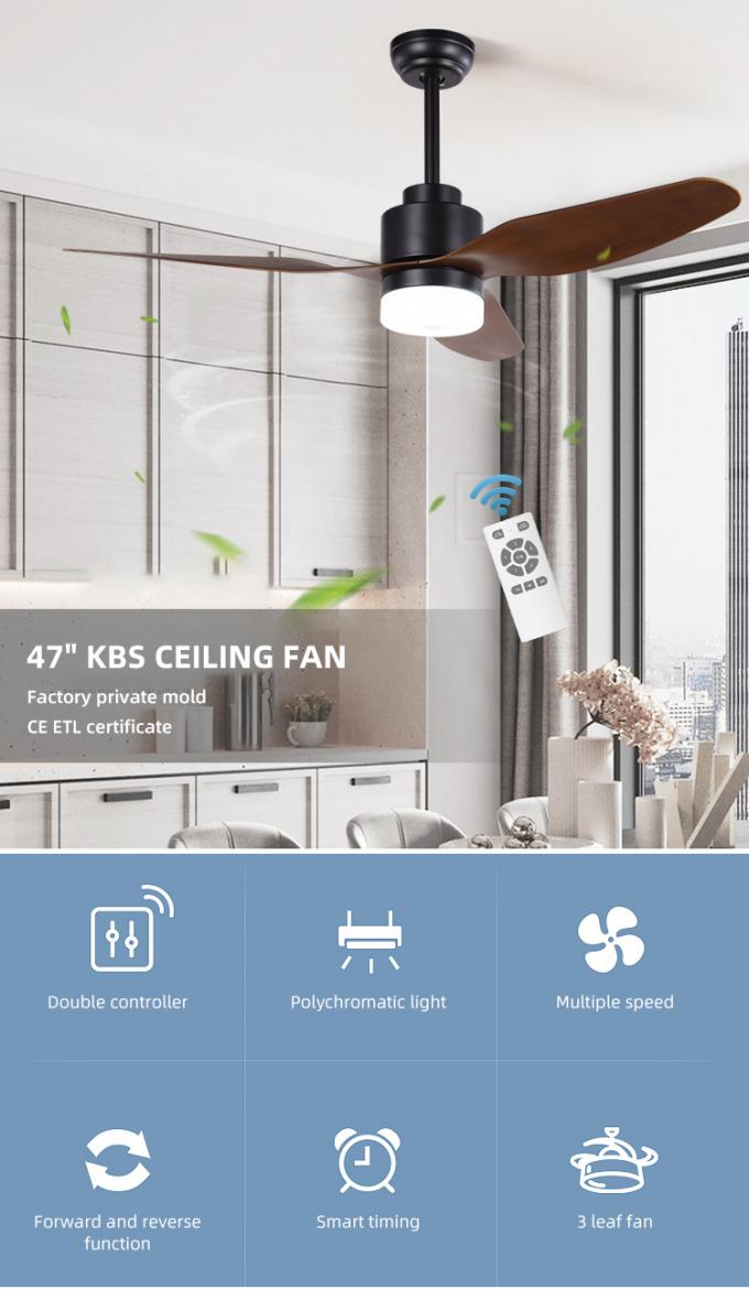 Fan de plafond à télécommande électrique d'usine de fer de la lame commerciale professionnelle LED de l'ABS 3 avec la lumière