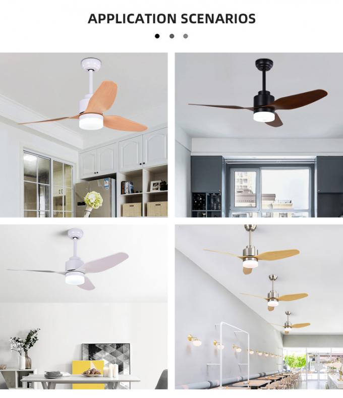 Fan de plafond menée d'intérieur résidentielle de décoration simple moderne de 3 de fer lames d'ABS avec la lumière