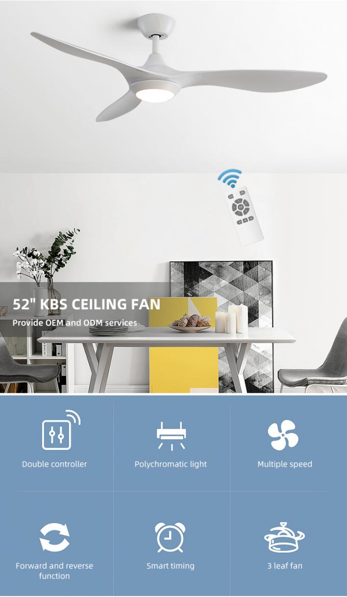 Fer d'ABS de bonne qualité 3 fans de plafond menées industrielles d'intérieur électriques à télécommande modernes de lame avec la lumière