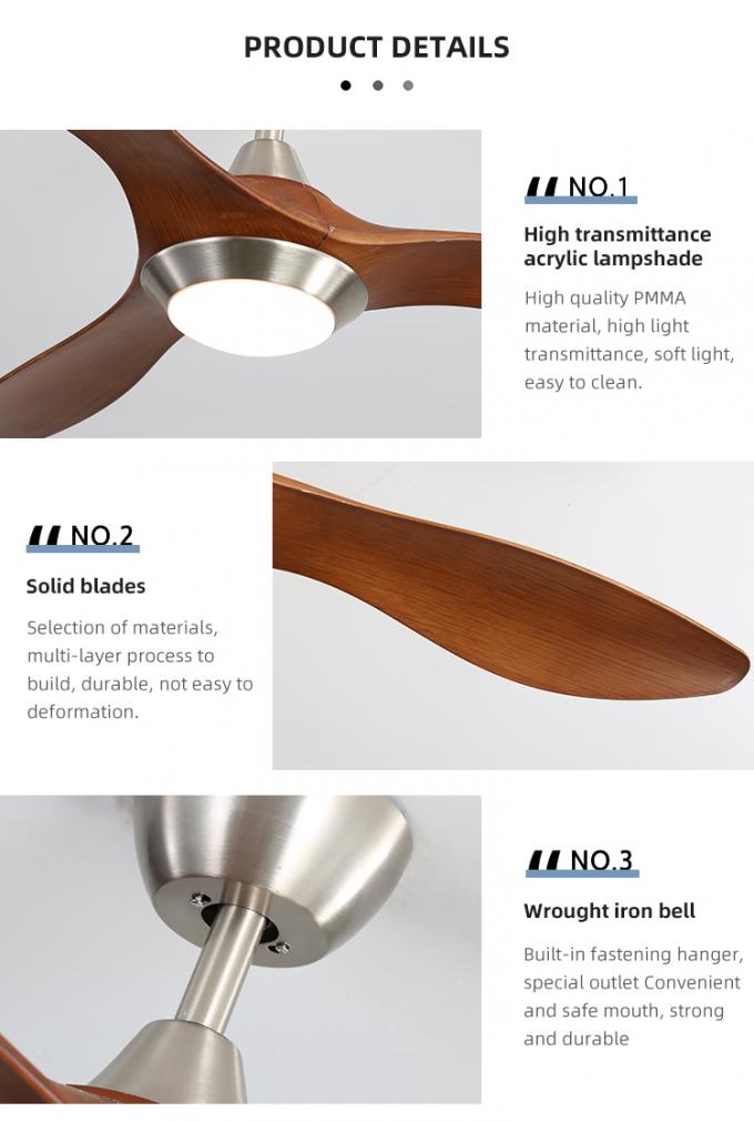 Fer d'ABS de bonne qualité 3 fans de plafond menées industrielles d'intérieur électriques à télécommande modernes de lame avec la lumière