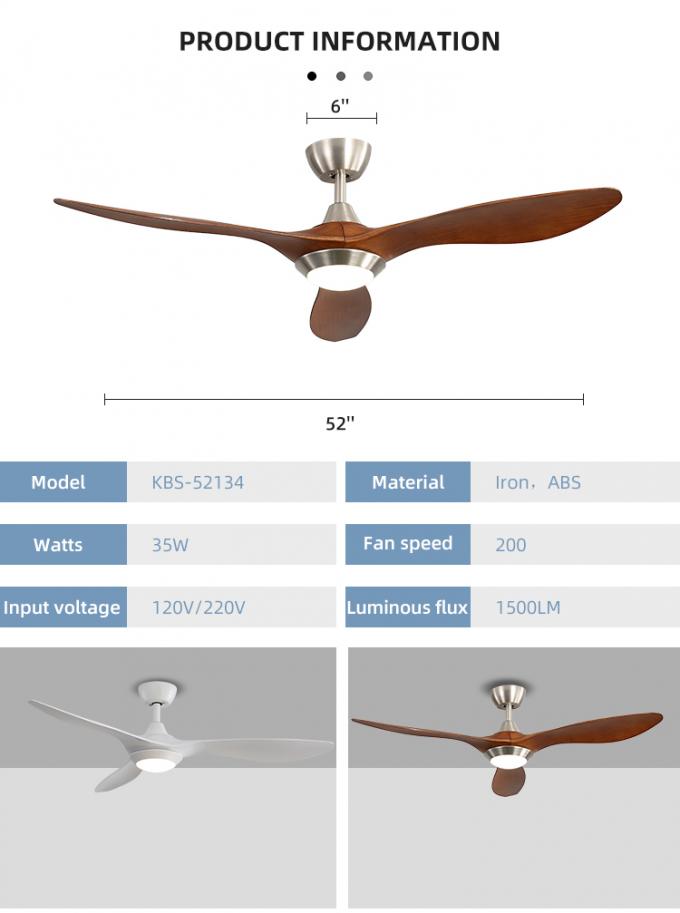 Fer d'ABS de bonne qualité 3 fans de plafond menées industrielles d'intérieur électriques à télécommande modernes de lame avec la lumière
