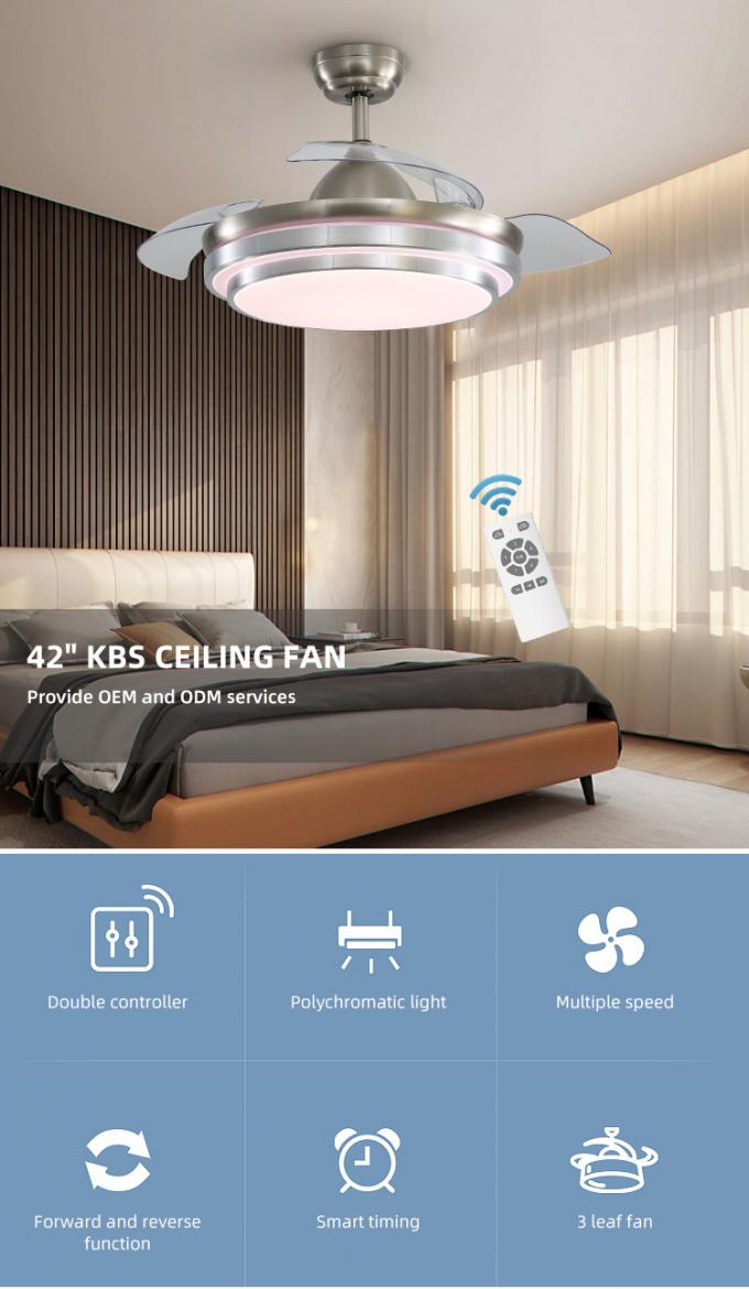 Les lames d'intérieur décoratives de la chambre à coucher 42Inch 3 d'ABS lumineux superbe de fer ont mené la fan de plafond avec la lumière
