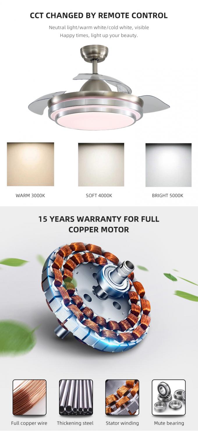 Les lames d'intérieur décoratives de la chambre à coucher 42Inch 3 d'ABS lumineux superbe de fer ont mené la fan de plafond avec la lumière