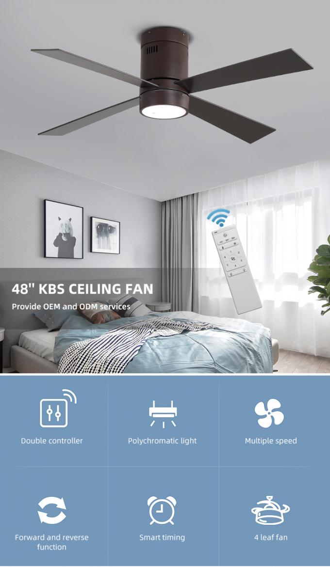 Nouvelle lumière menée à télécommande d'intérieur décorative de fan de plafond des lames 65W 48Inch du contreplaqué 4 de fer de conception