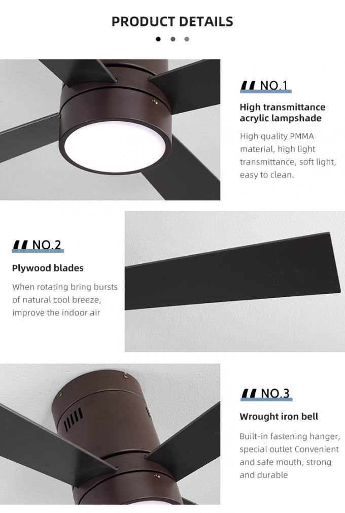 Nouvelle lumière menée à télécommande d'intérieur décorative de fan de plafond des lames 65W 48Inch du contreplaqué 4 de fer de conception
