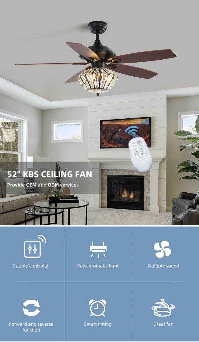 Fan de plafond menée d'intérieur de haute de produit du fer 52Inch 5 salle à manger décorative de lames avec la lumière