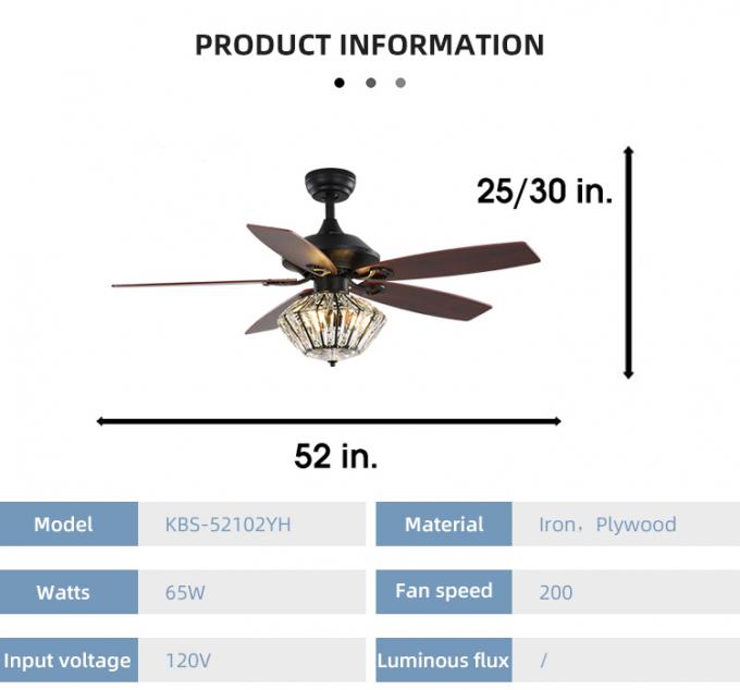 Fan de plafond menée d'intérieur de haute de produit du fer 52Inch 5 salle à manger décorative de lames avec la lumière