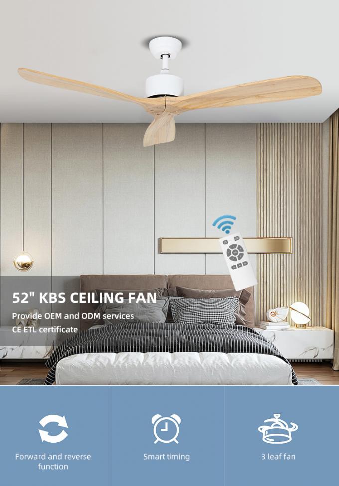 Fan de plafond menée d'intérieur en bois solide de salon décoratif des lames 52Inch 3 de fer chaud de vente