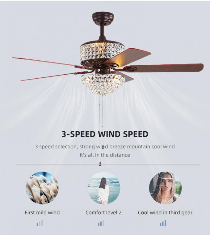 Le restaurant à la maison décoratif de nouvelles de conception lames du fer 52Inch 5 a mené la lumière de fan de plafond
