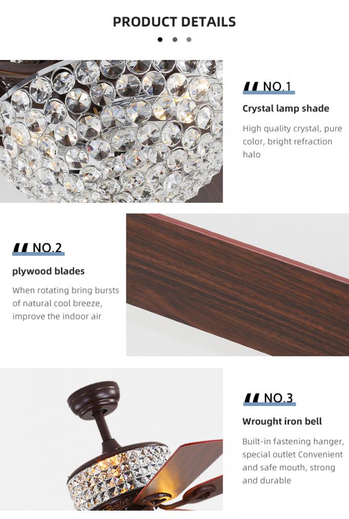 Le restaurant à la maison décoratif de nouvelles de conception lames du fer 52Inch 5 a mené la lumière de fan de plafond