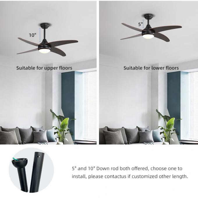 Lumière menée industrielle d'intérieur décorative de fan de plafond de fer de lames économiseuses d'énergie du contreplaqué 52Inch 4