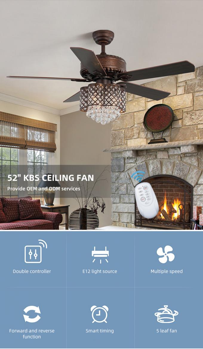 Fan de plafond menée par restaurant à la maison décoratif à télécommande populaire du produit 52Inch avec la lumière