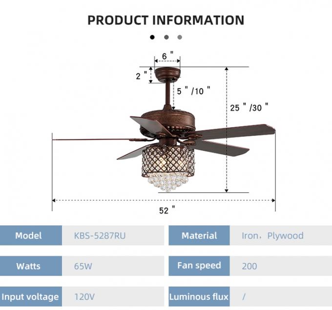 Fan de plafond menée par restaurant à la maison décoratif à télécommande populaire du produit 52Inch avec la lumière