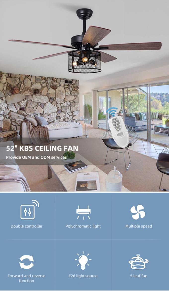 Fan de plafond 5 menée grand par contreplaqué de moteur à courant alternatif de C.C d'hôtel de Ministère de l'Intérieur de décor d'économie de puissance avec la lumière