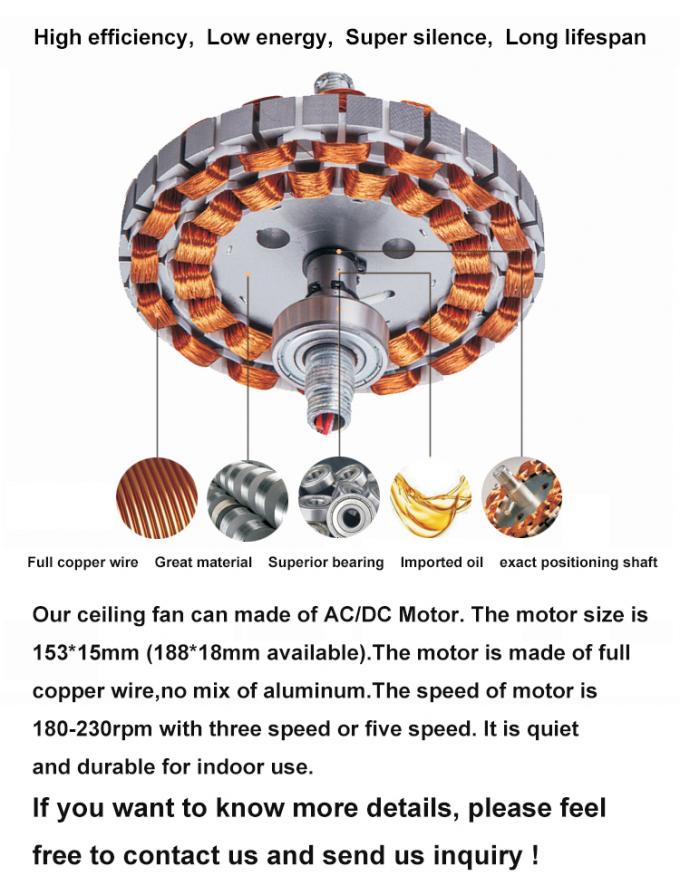 Hôtel décoratif Crystal Remote Control de luxe 5 fans de plafond de lustre de lames de fer avec la lumière